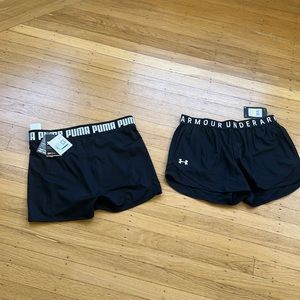 TWO medium PUMA and Underarmour work out shorts - NWT